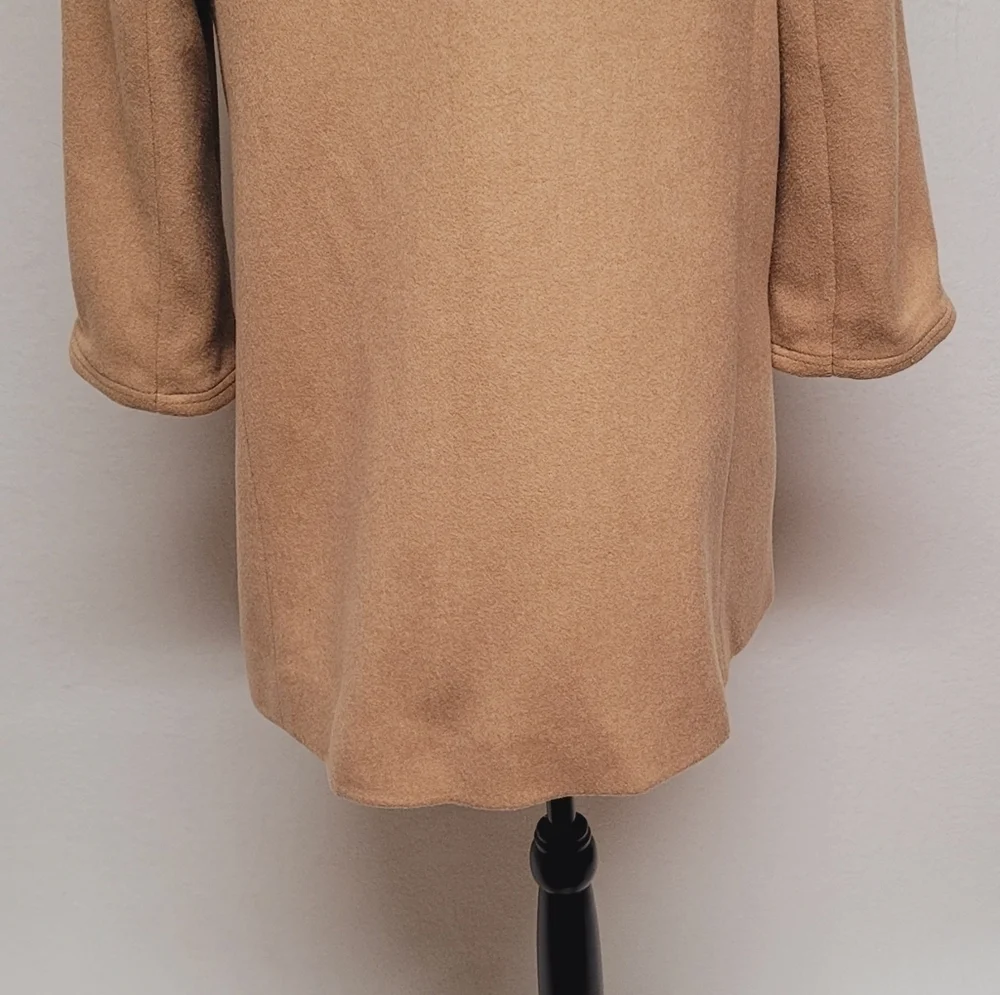 Retro Y2K J. Crew Carrie Caramel Wool Cashmere Flared Hem Standing Collar Coat - Picture 12 of 16